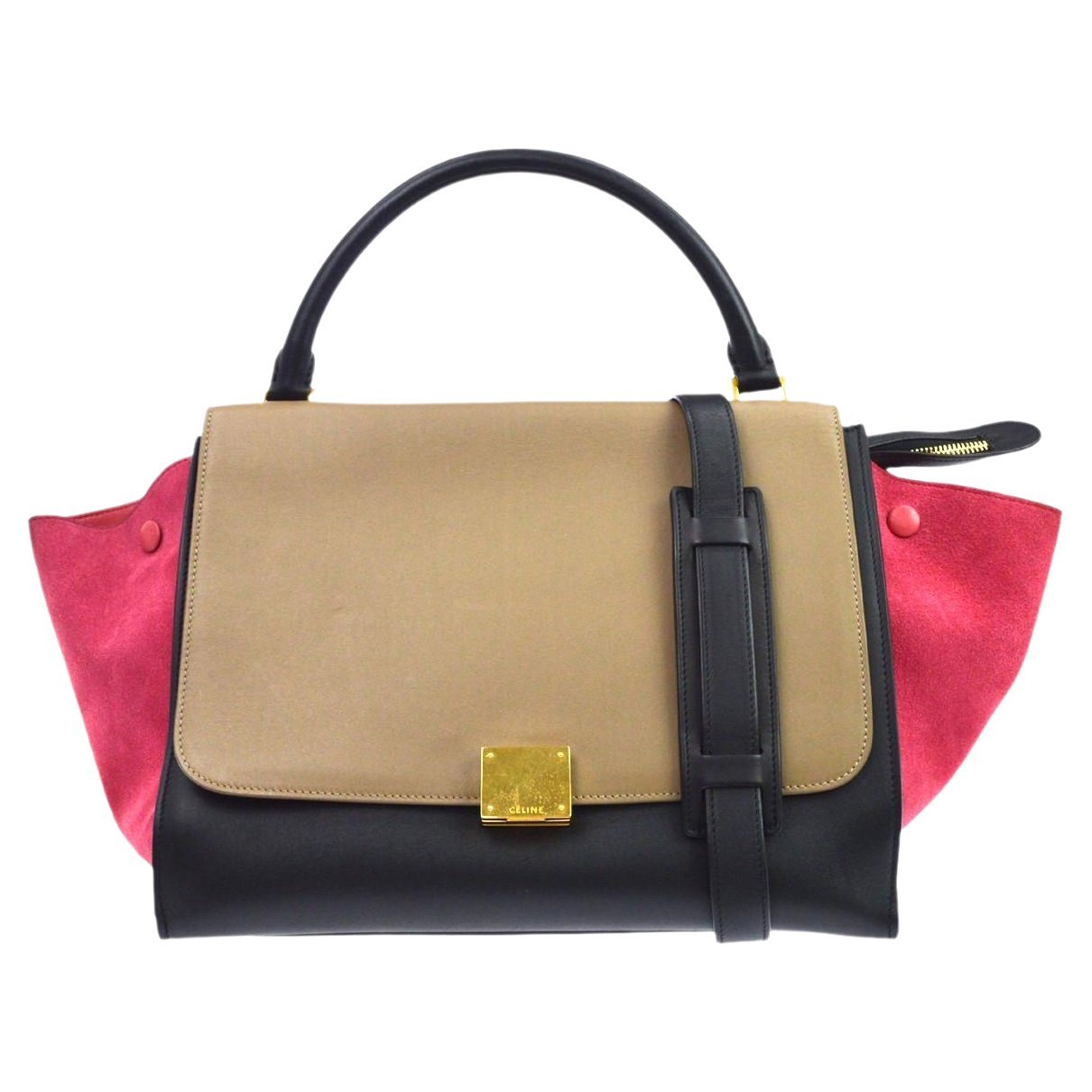 Trapèze leather handbag