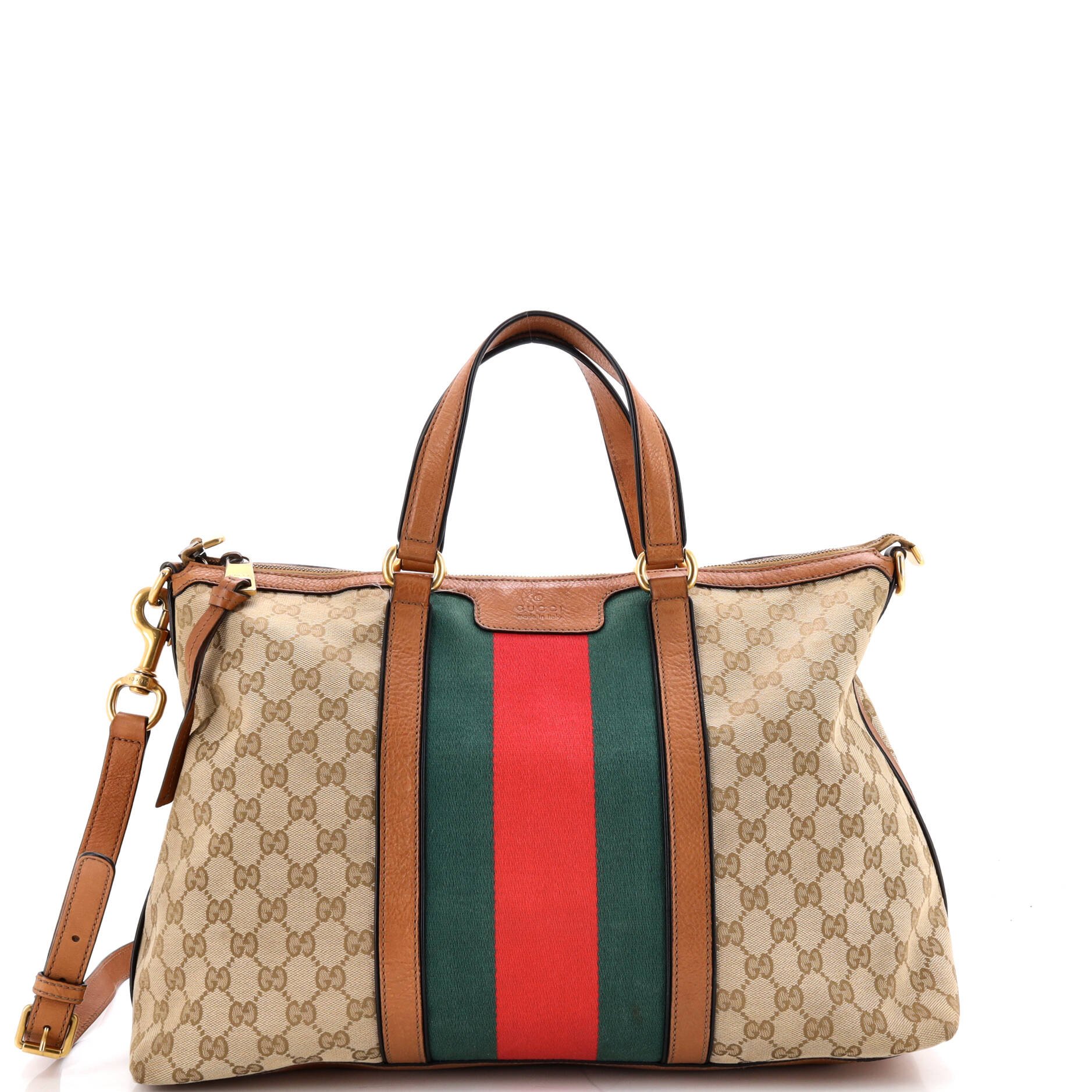 Rania Convertible Top Handle Bag Web GG Canvas Medium