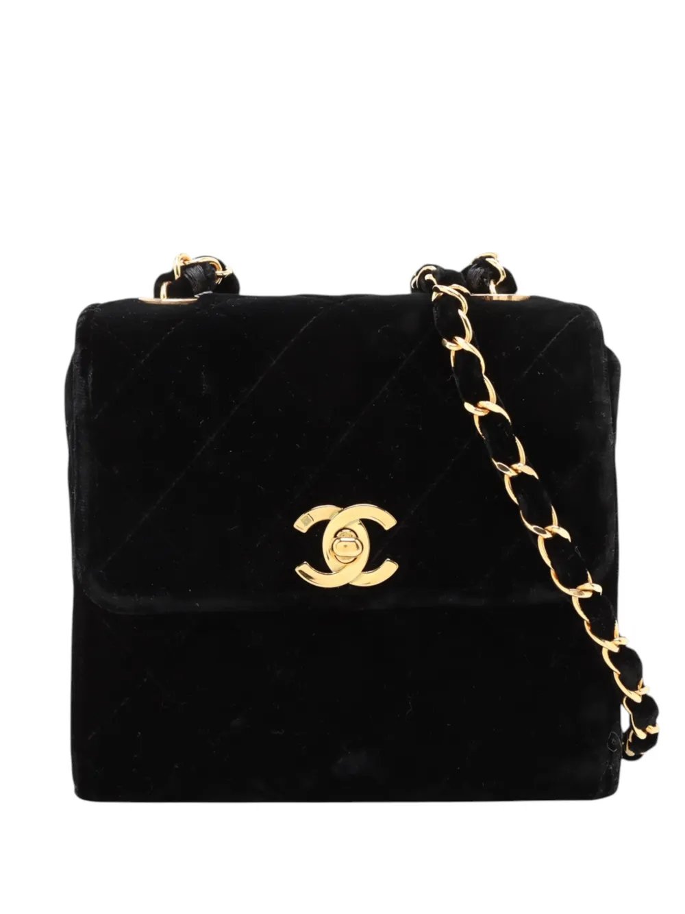 1985-1994 Mini Quilted Velvet Straight Flap crossbody bag