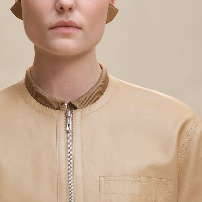 Beige Kraft Zipped Top