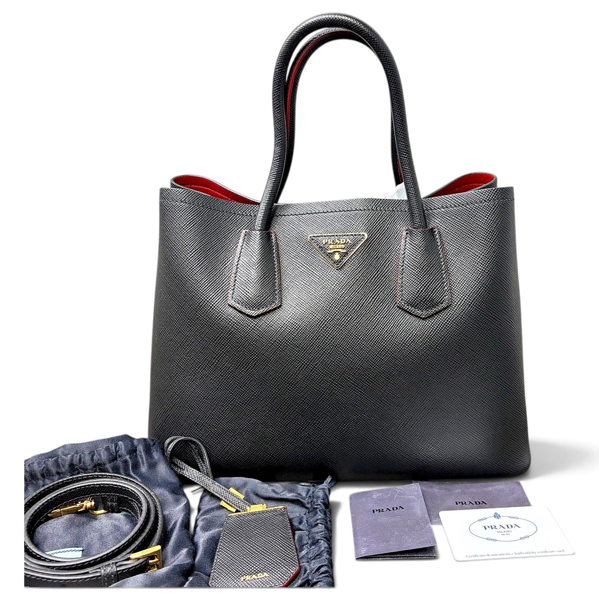 Double leather handbag