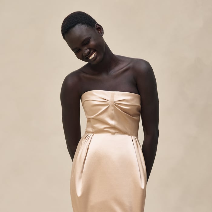 Beige Gold Bustier Dress