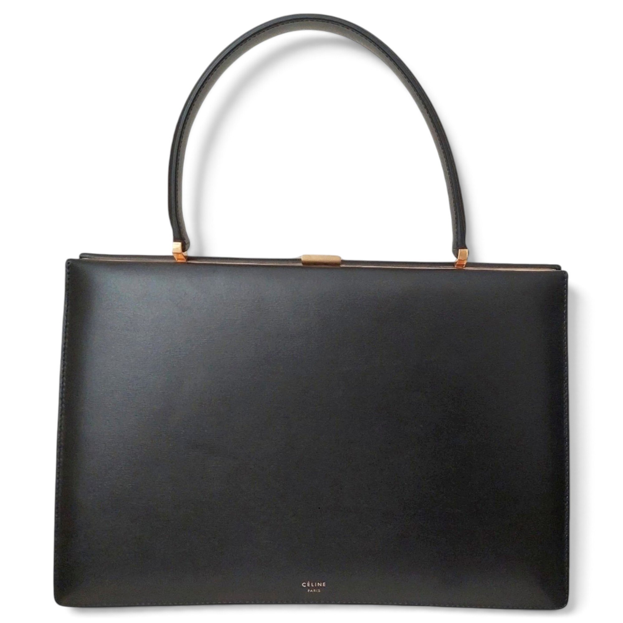 Clasp leather handbag