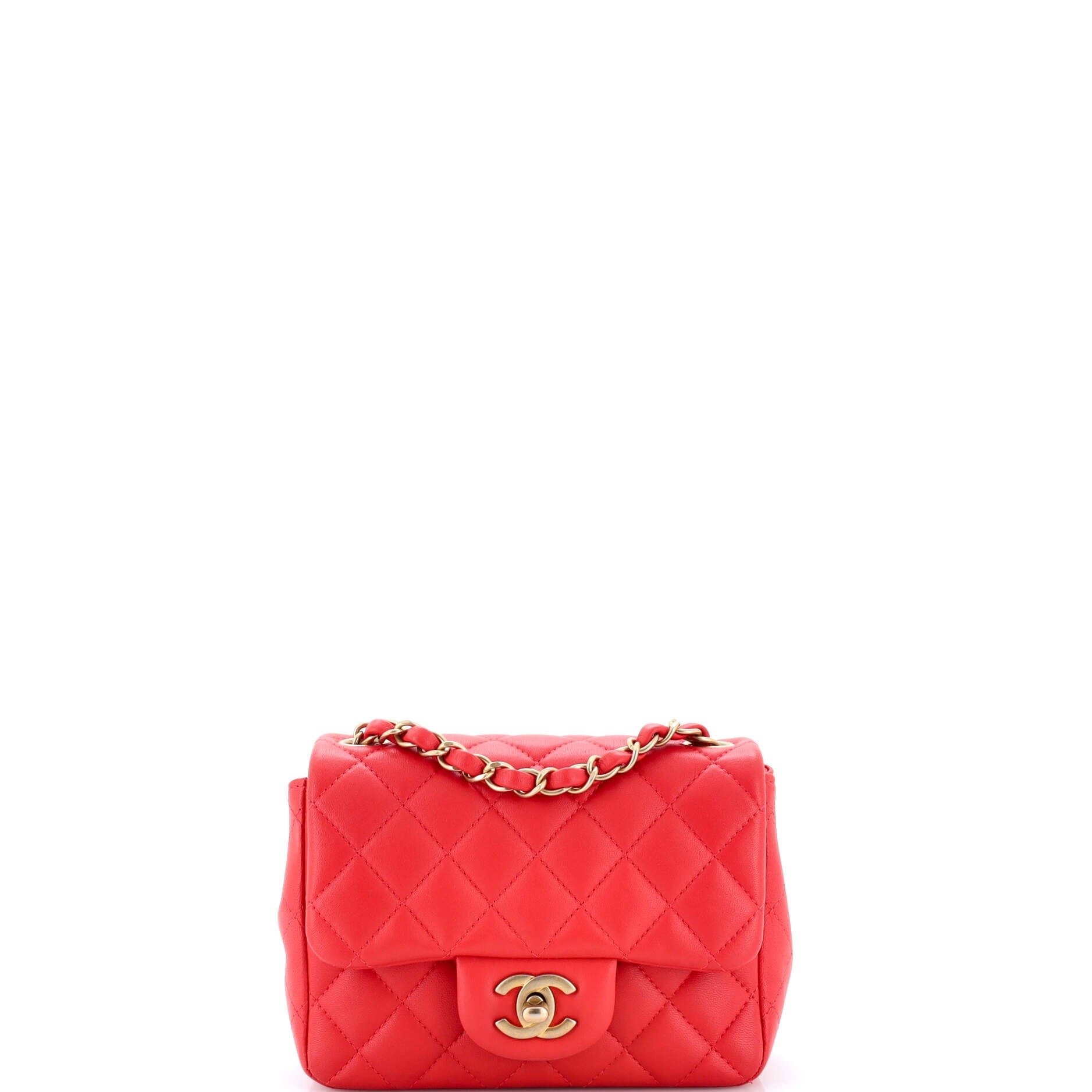Square Classic Single Flap Bag Quilted Lambskin Mini