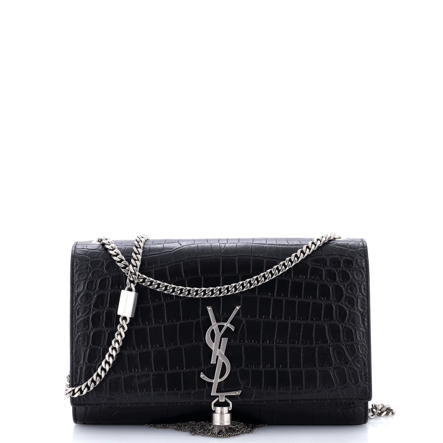 Classic Monogram Tassel Crossbody Bag Crocodile Embossed Leather Medium