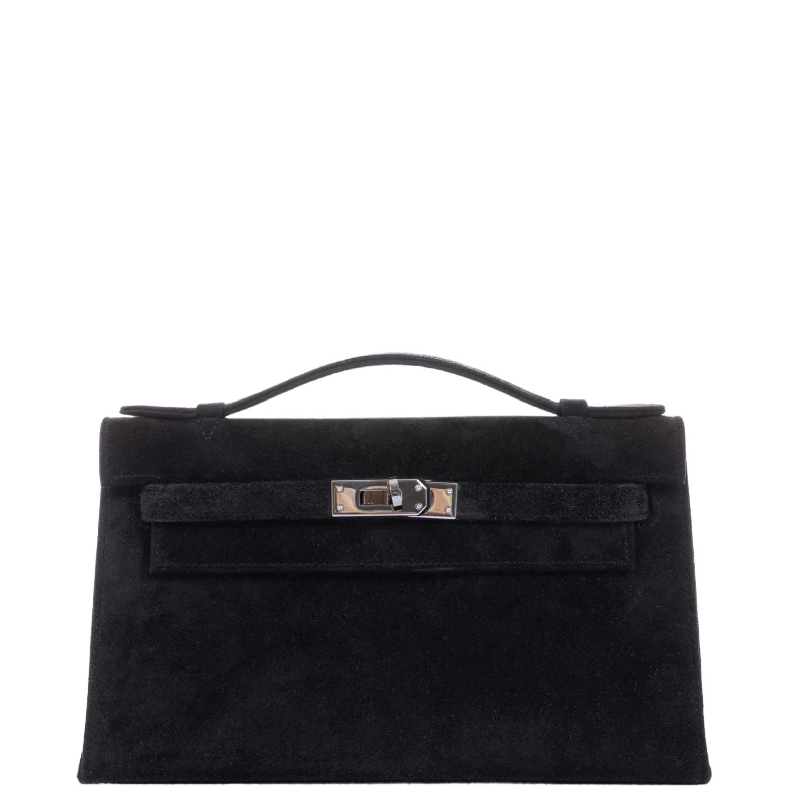 Hermes Hermès Kelly Pochette Noir Veau Doblis Palladium Hardware
