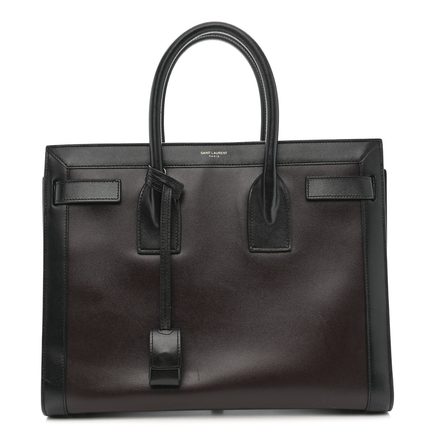Saint Laurent Calfskin Bi-Color Small Sac De Jour Burgundy Black