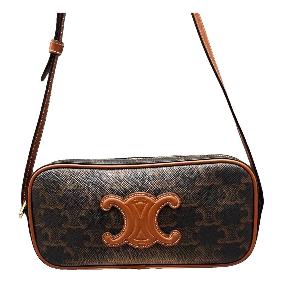 Triomphe chain leather handbag