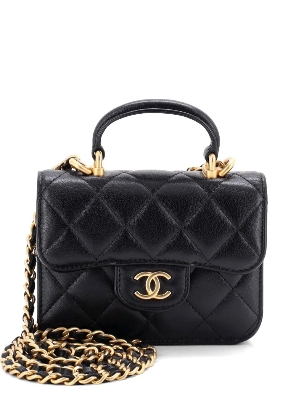 Top Handle Flap Coin Purse with Chain Quilted Lambskin crossbody bag