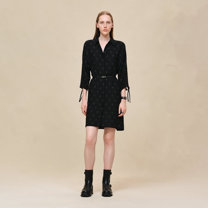 Noir "Aux Champs En Fleurs" Wide Dress