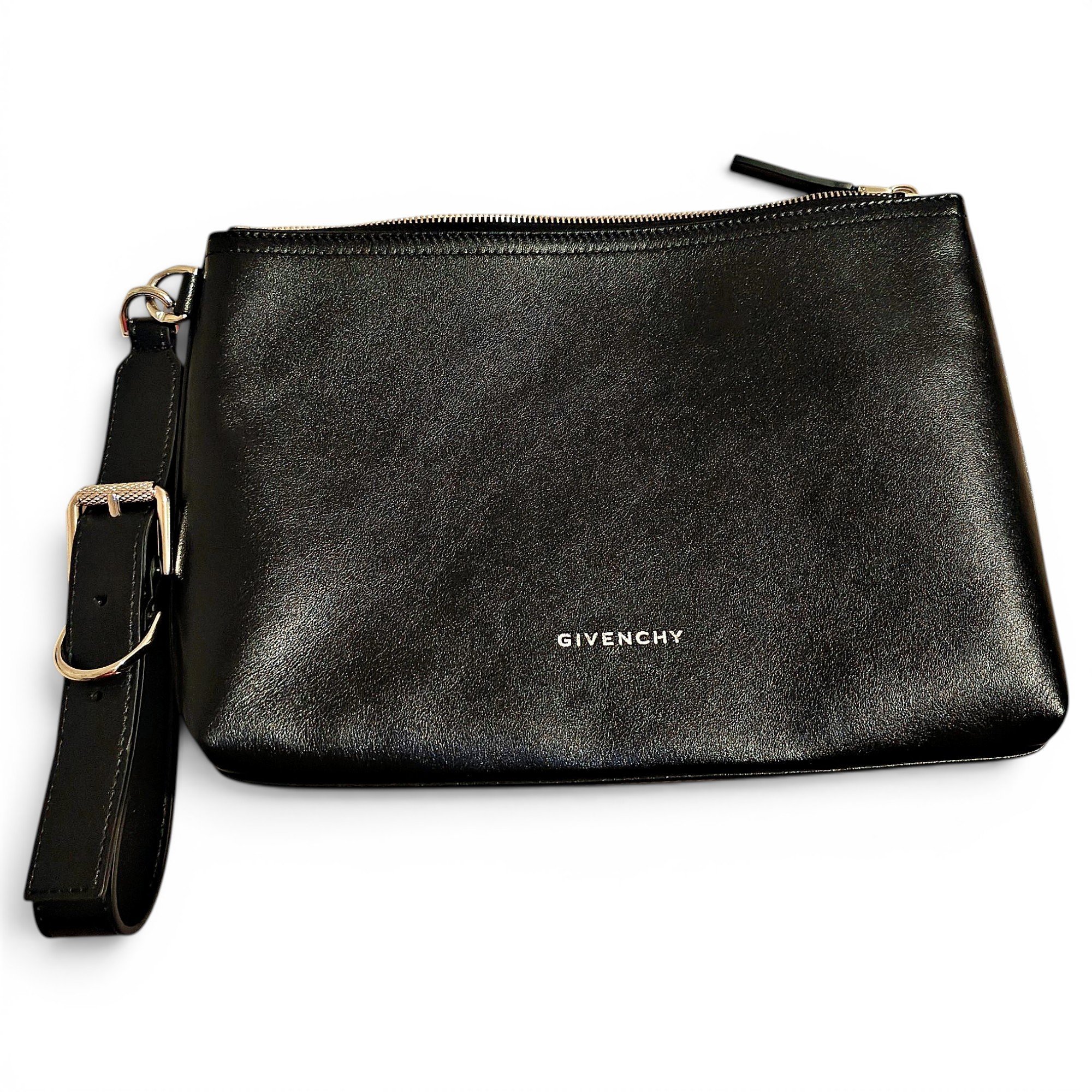 Leather clutch bag