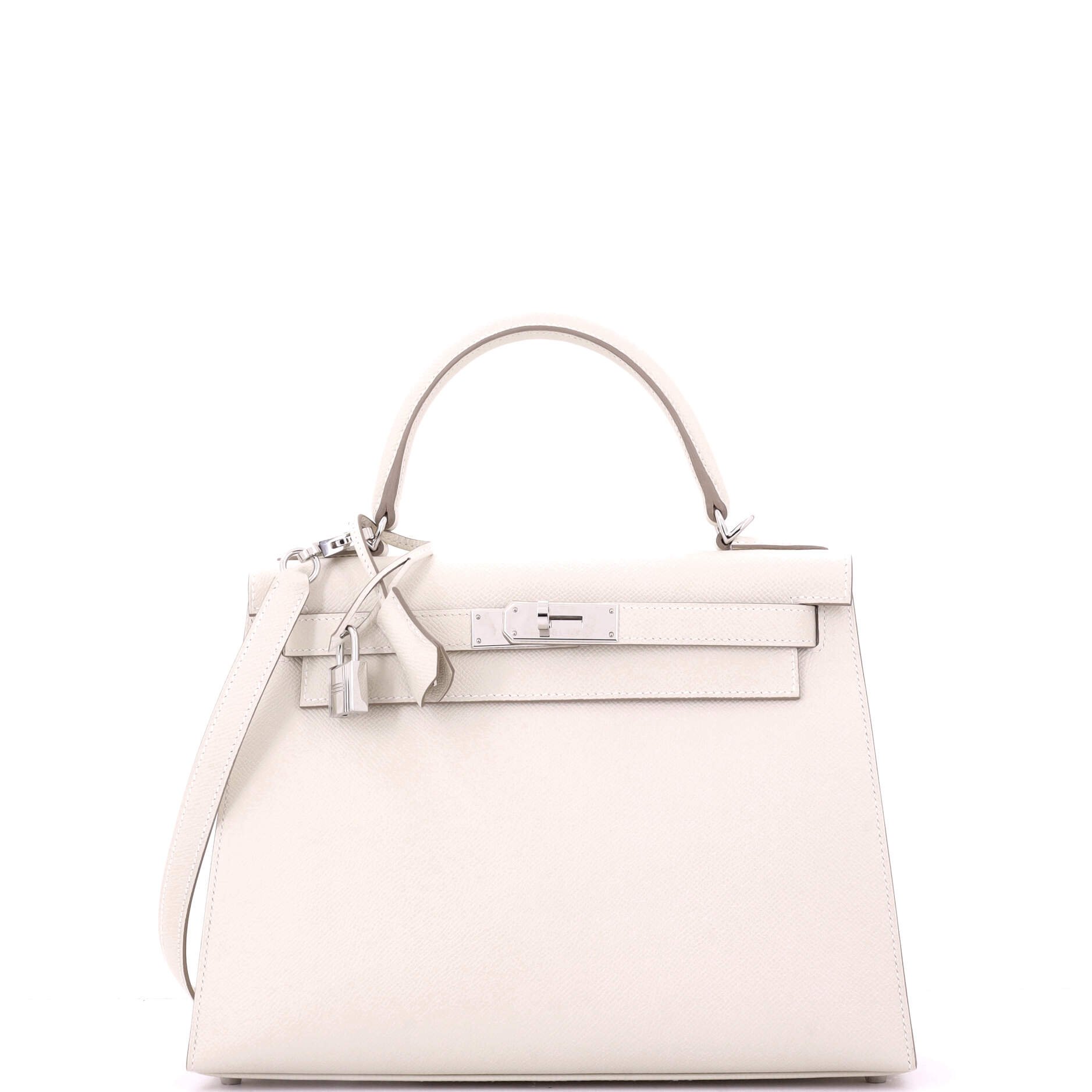 Hermes Kelly Handbag Light Epsom with Palladium Hardware 28
