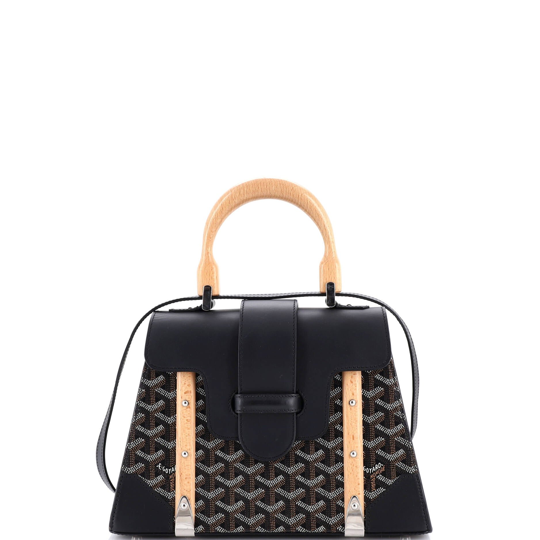 Goyard Saigon Top Handle Bag Coated Canvas with Leather PM