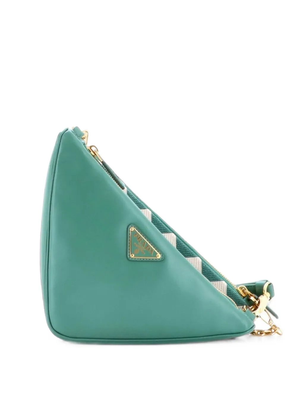Double Symbole Triangle Bag Leather and Jacquard Mini shoulder bag