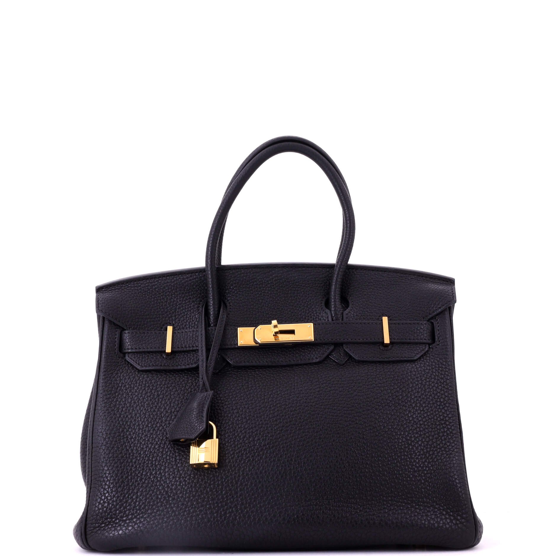 Hermes Birkin Handbag Noir Togo with Gold Hardware 30