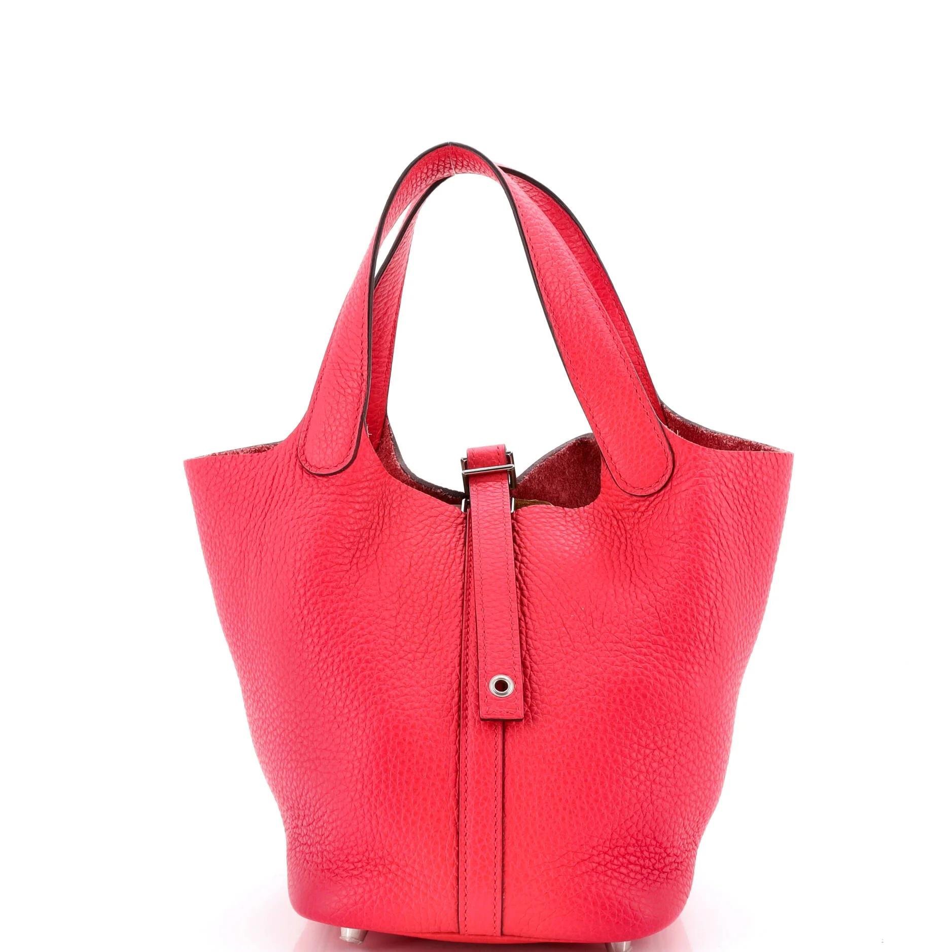 Hermes Picotin 18 Handbag Pink Clemence Leather 2019