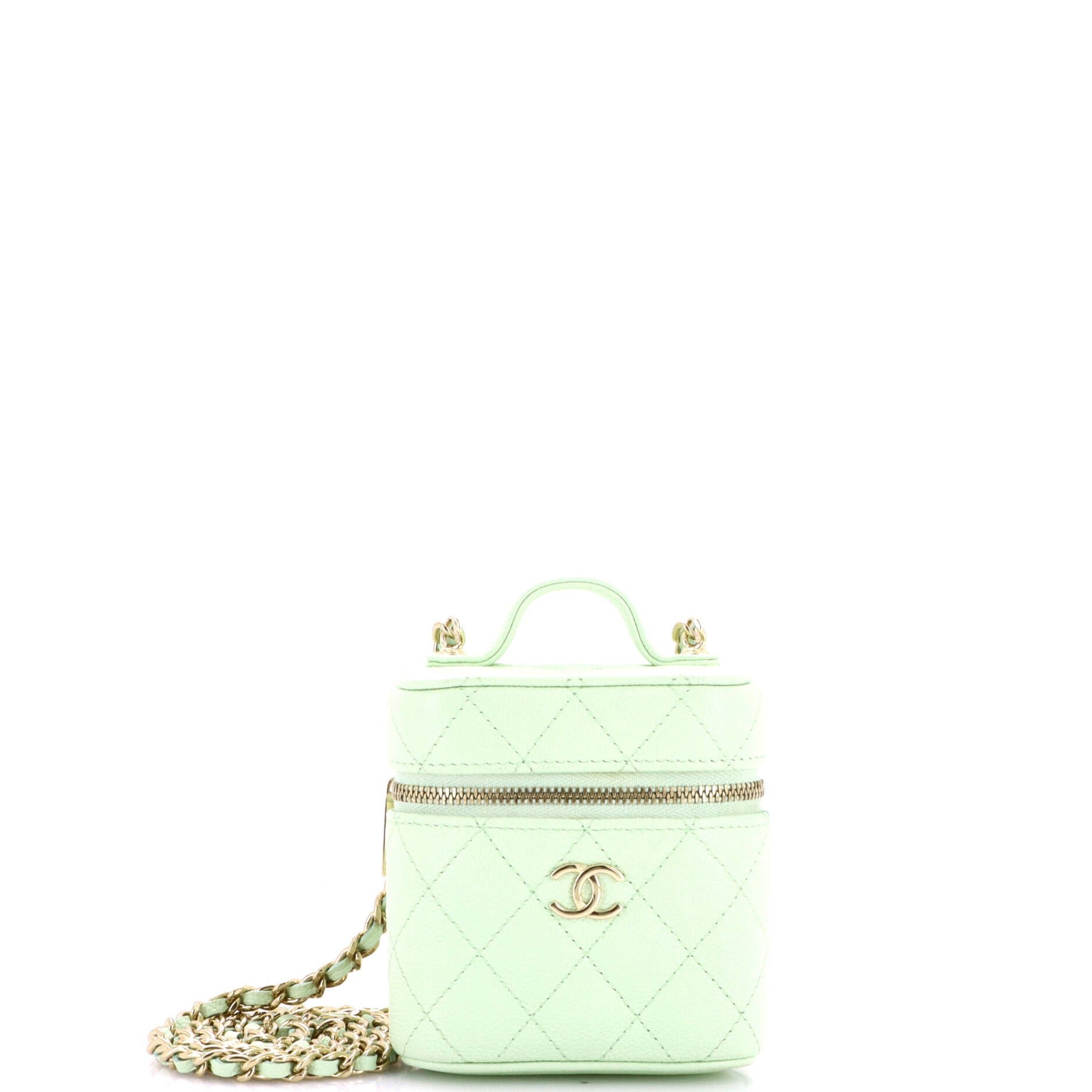Handle with Care Vanity Case with Chain Quilted Caviar
