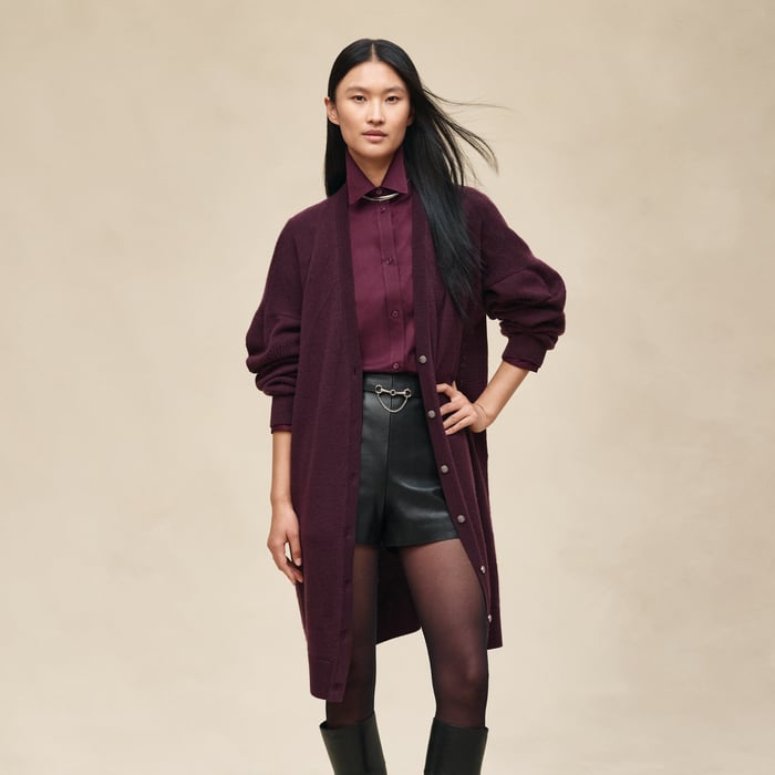 Rouge Bordeaux Long Cashmere Cardigan