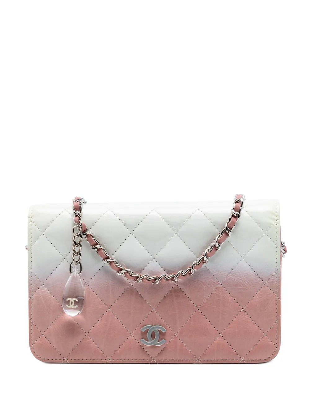 2018-2019 Ombre Patent and Aged Calfskin Crystal Wallet On Chain crossbody bag