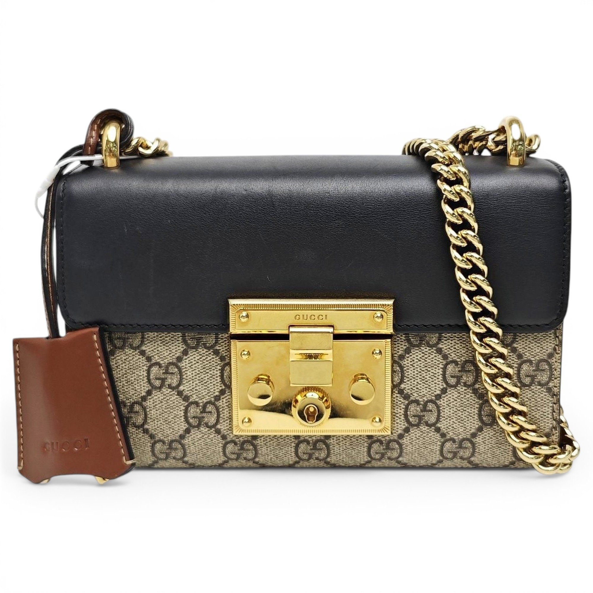 Padlock leather handbag