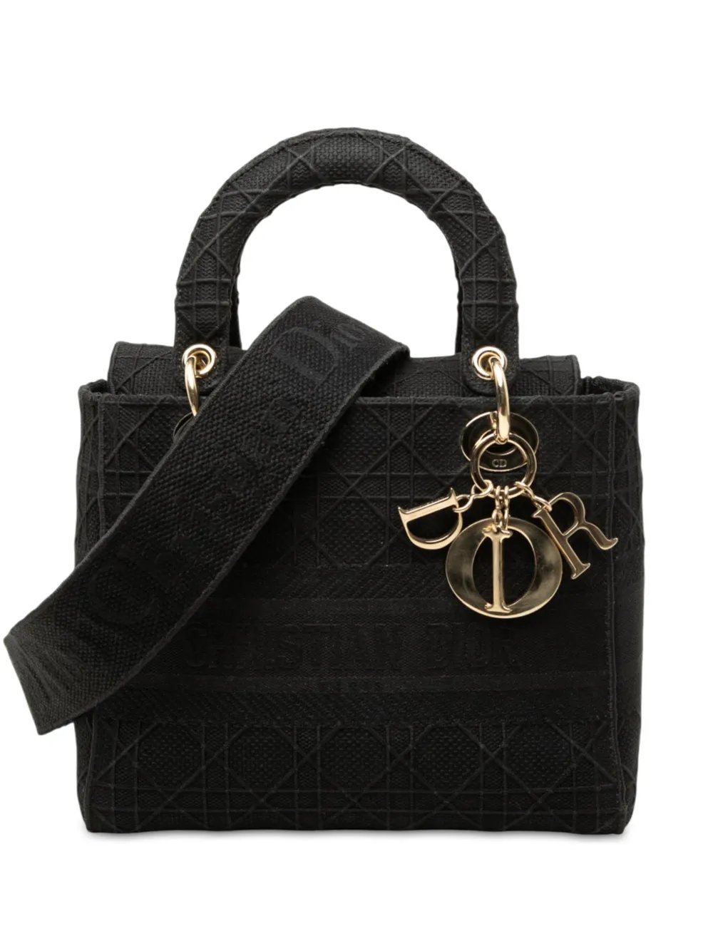 2020 Medium Embroidered Canvas Cannage Lady D Lite satchel