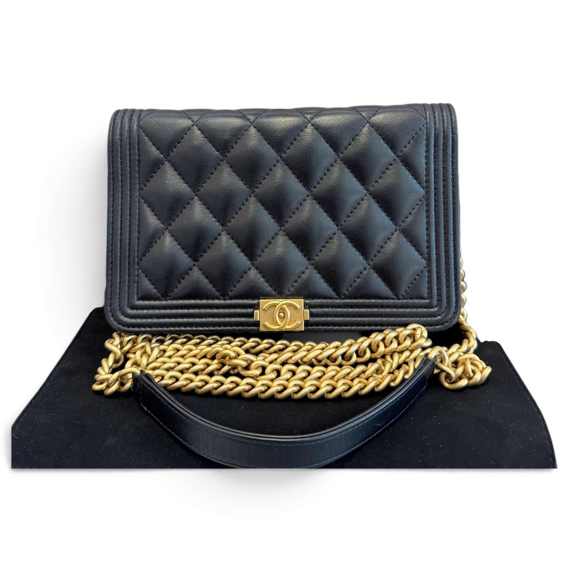 Wallet On Chain Boy Half Flap leather handbag