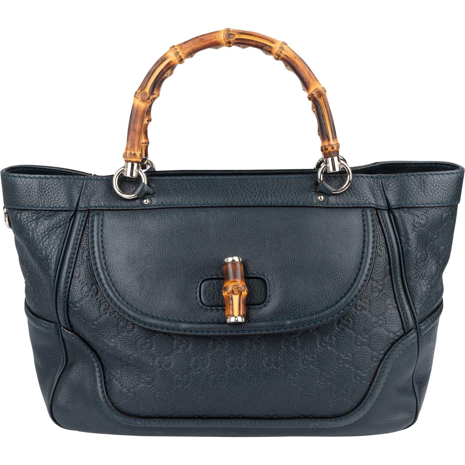 Bamboo Top Handle leather handbag