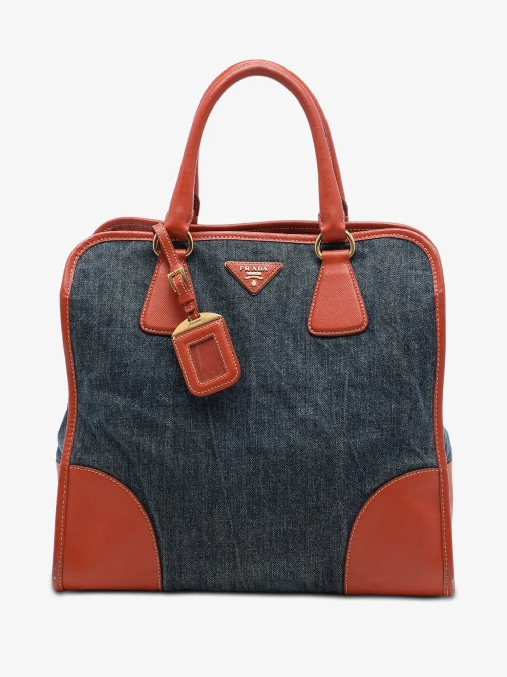 2000-2013 Saffiano Trimmed Denim Open Convertible Tote satchel
