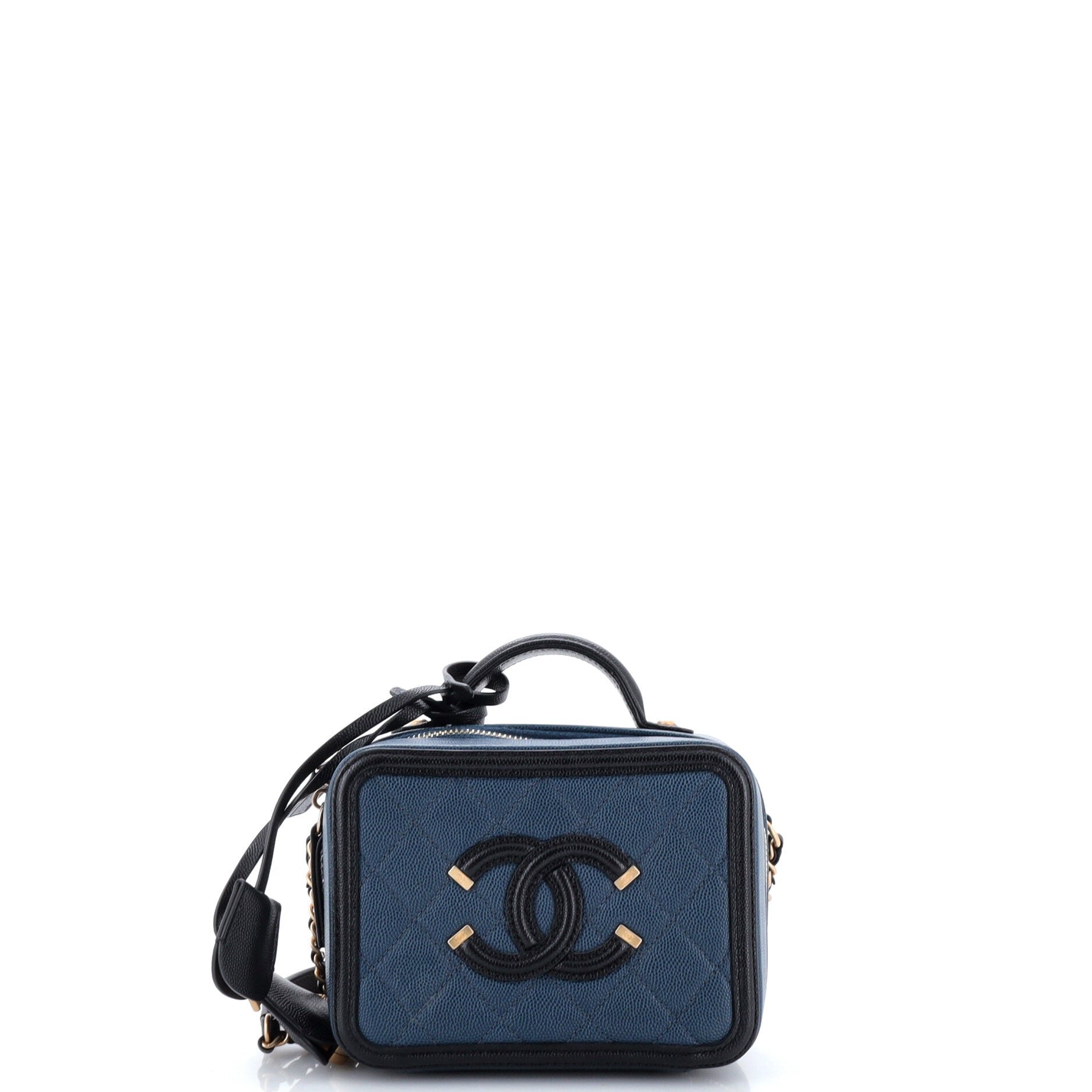 Filigree Vanity Case Quilted Caviar Small