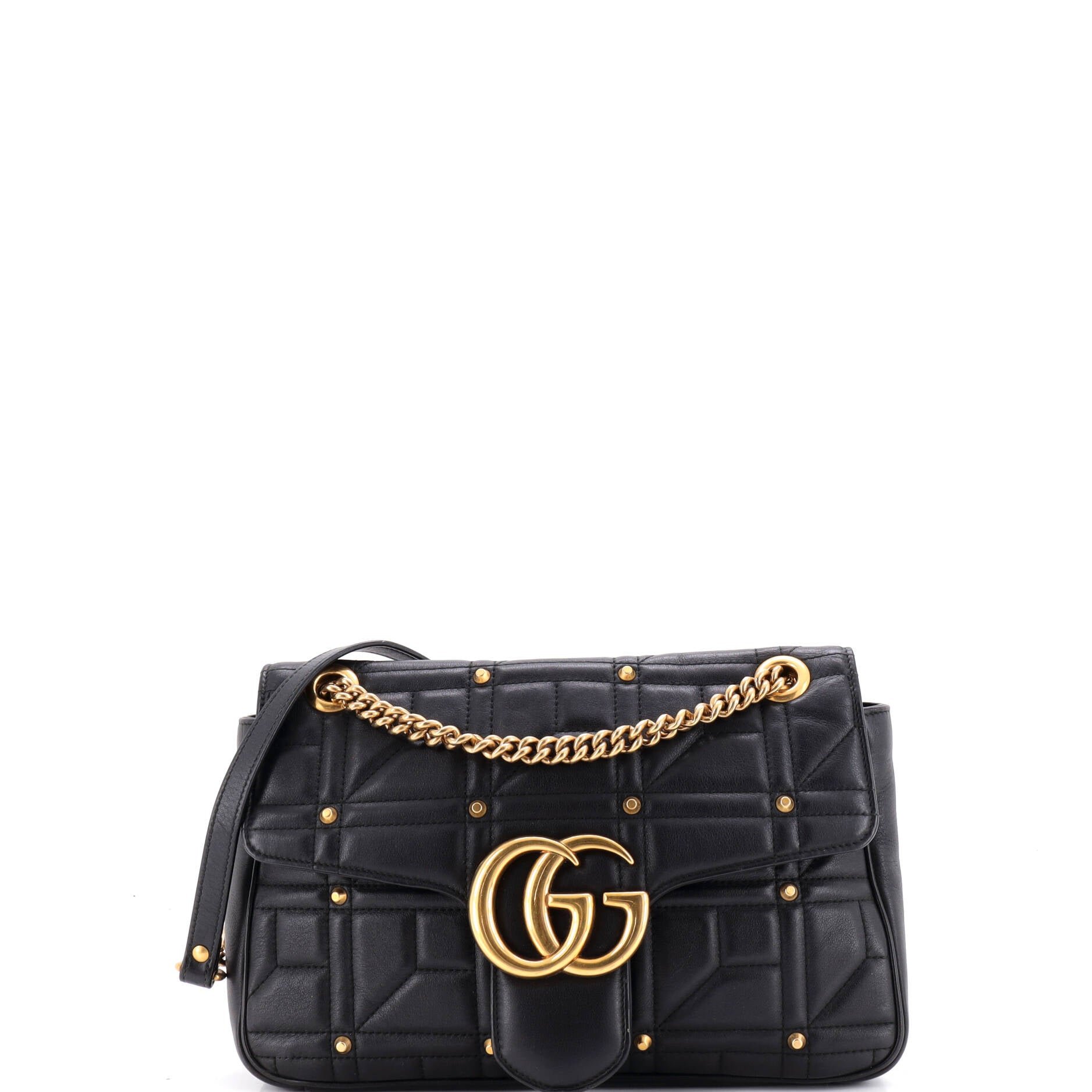 GG Marmont Flap Bag Studded Matelasse Leather Medium