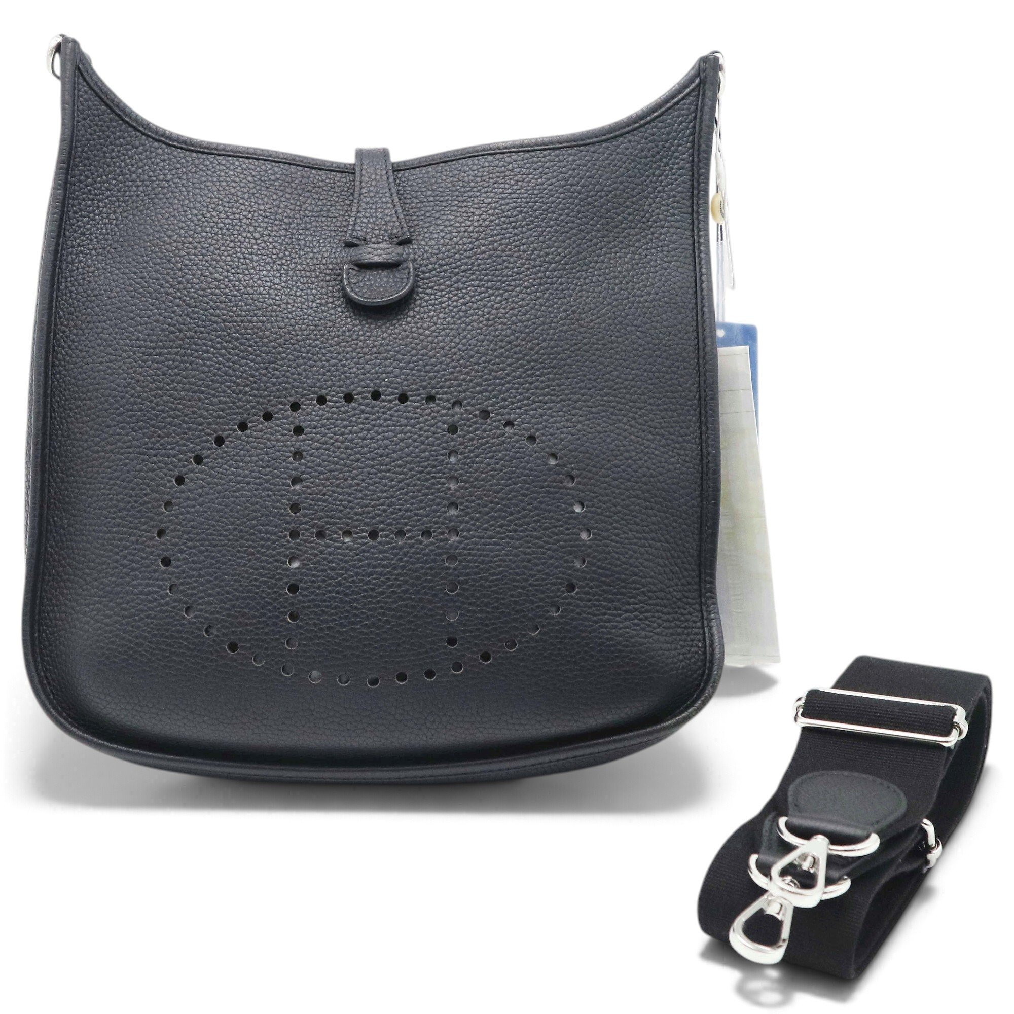 Hermes Evelyne Handbag Noir Clemence Leather