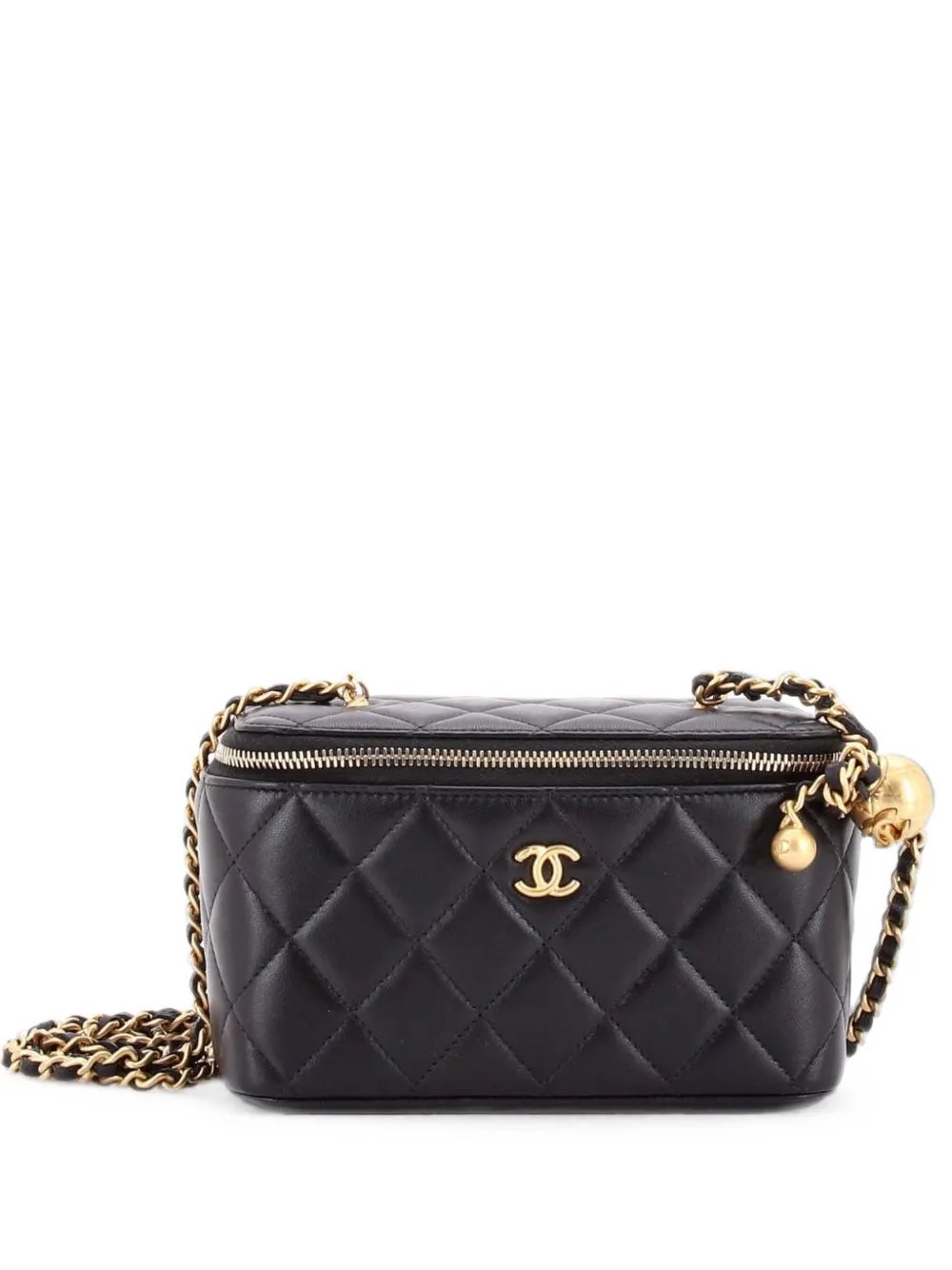 Pearl Crush Vanity Case with Chain Quilted Lambskin Small clutch bag