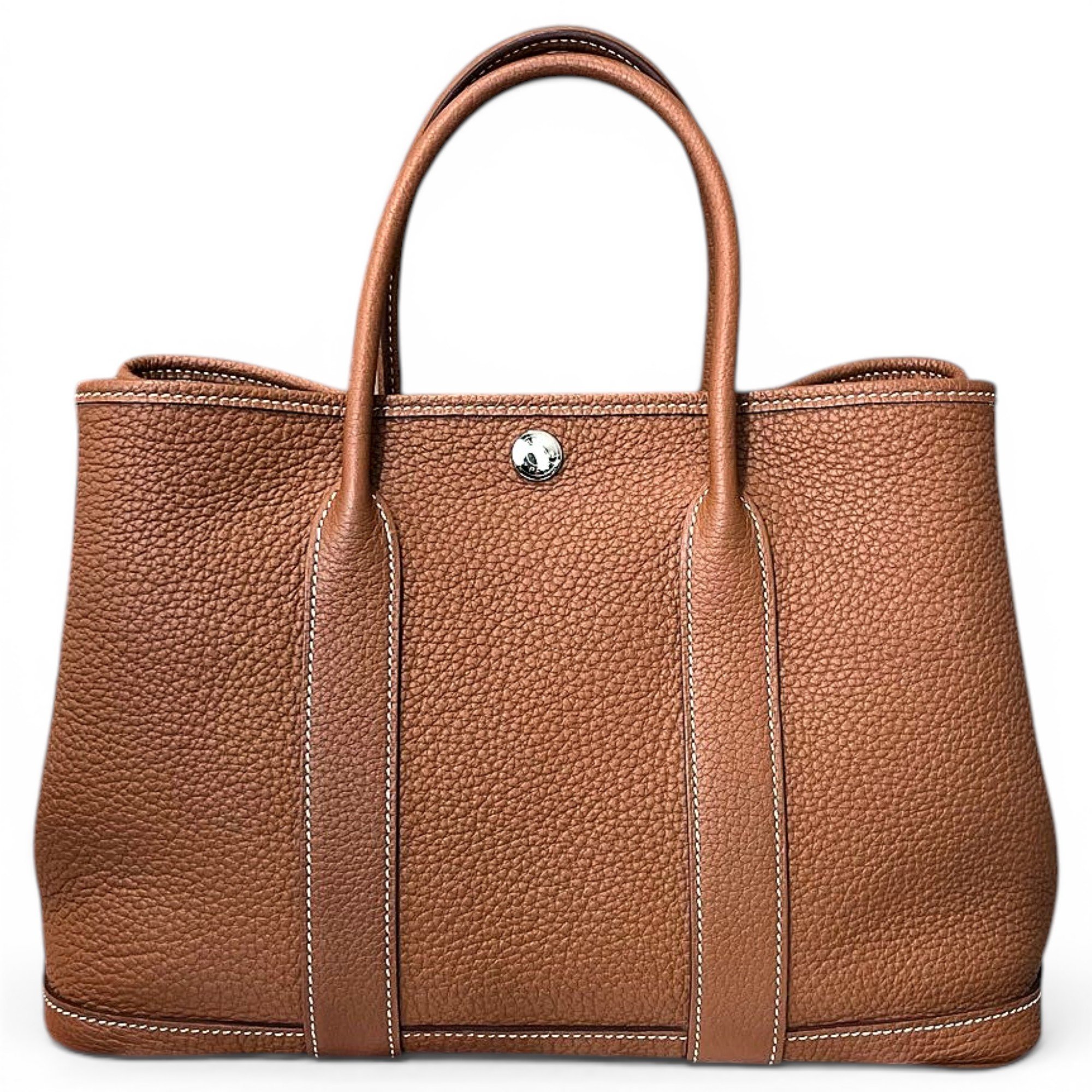 Hermes Garden Party 30 Handbag Gold Negonda Leather