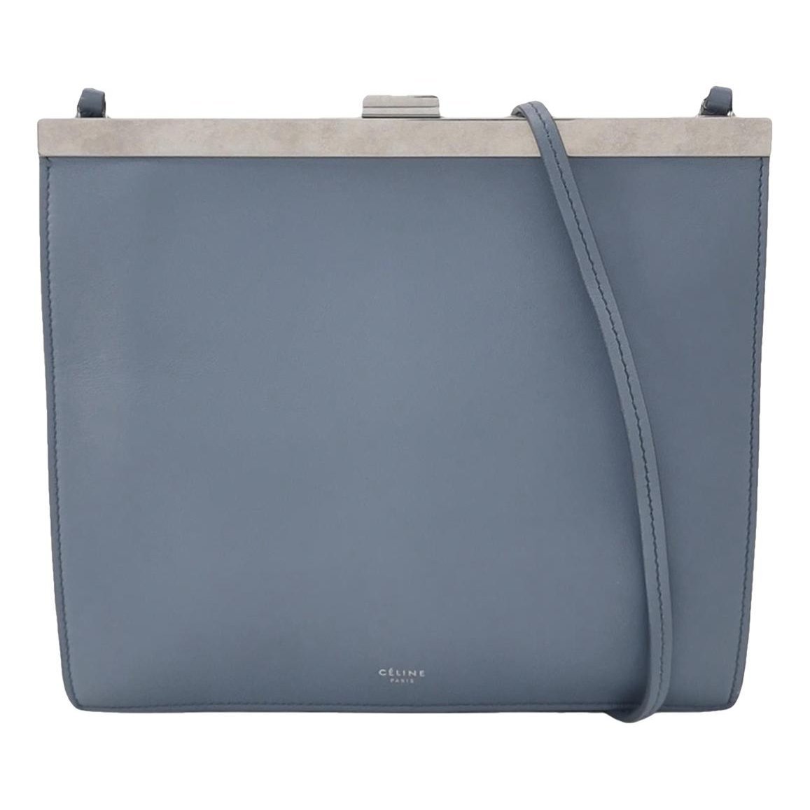 Clasp leather handbag