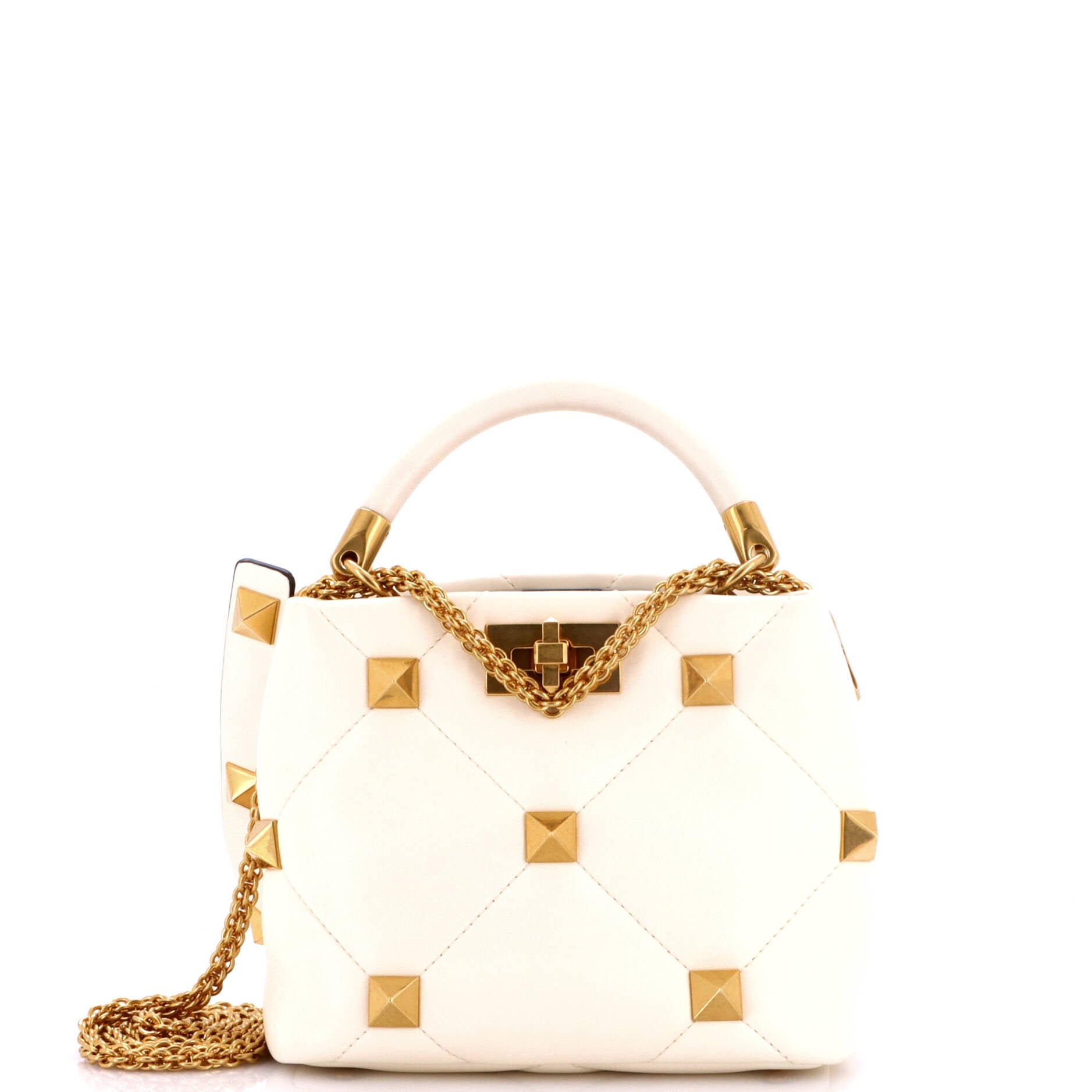 Roman Stud Top Handle Bag Quilted Leather Small