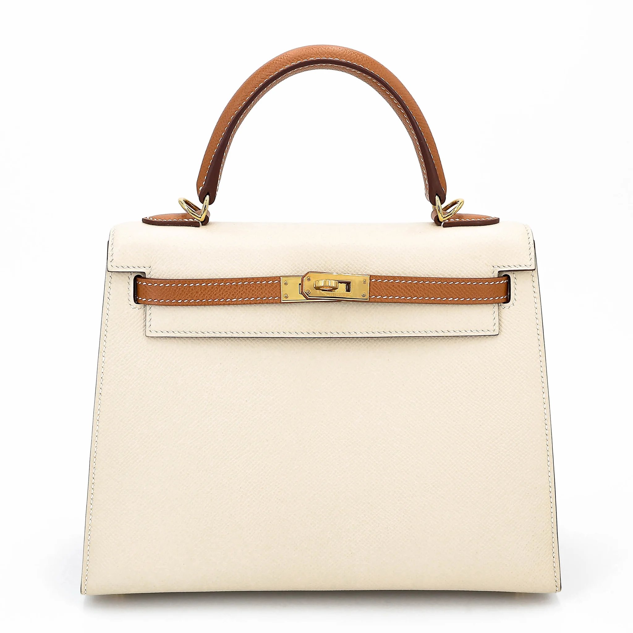 Very Good ( Rank A) HERMÈS Kelly 25 Sellier HSS Craie (10) Gold (37) Epsom Gold hardware D (2019)