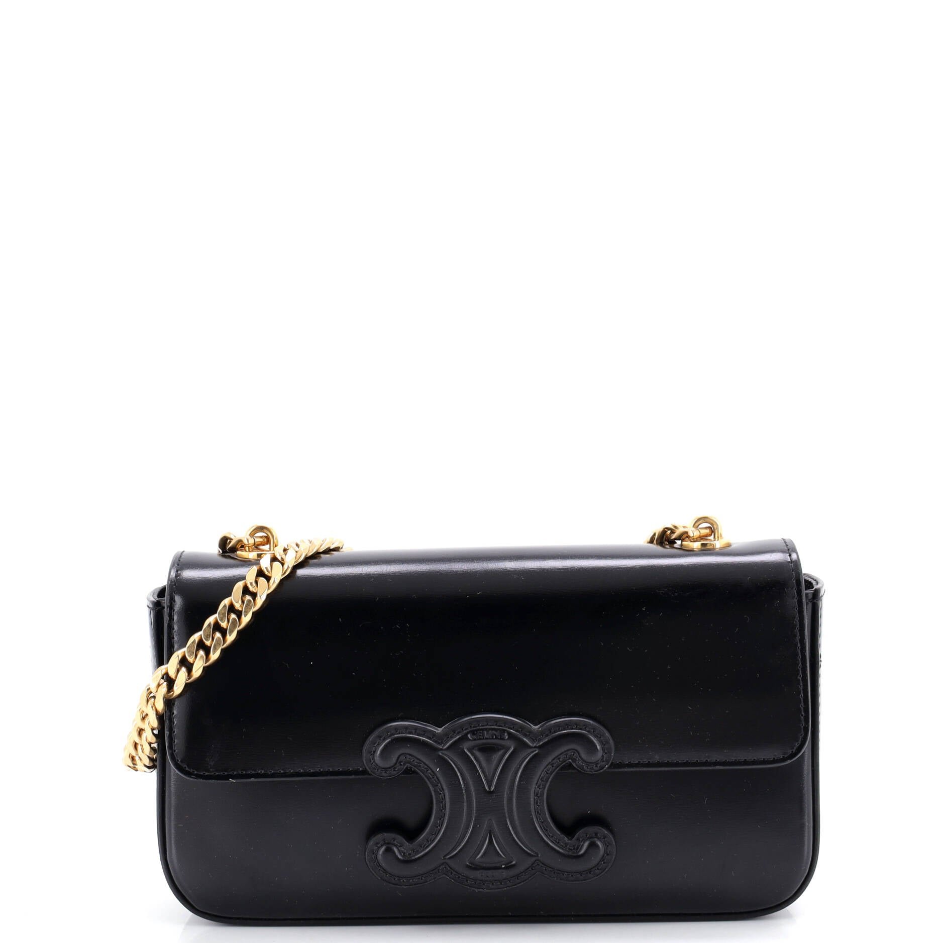 Celine Triomphe Chain Shoulder Bag Leather Small