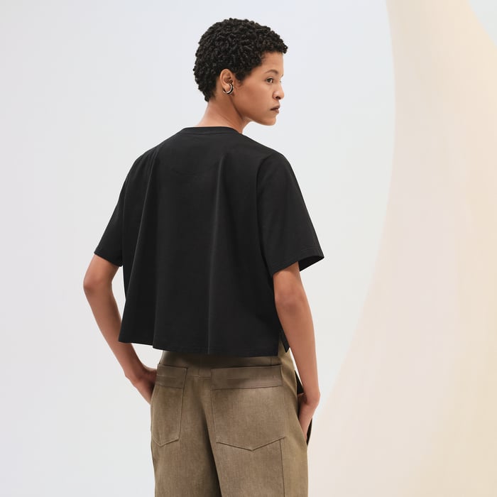 Noir "Les Clefs" Cropped T-shirt