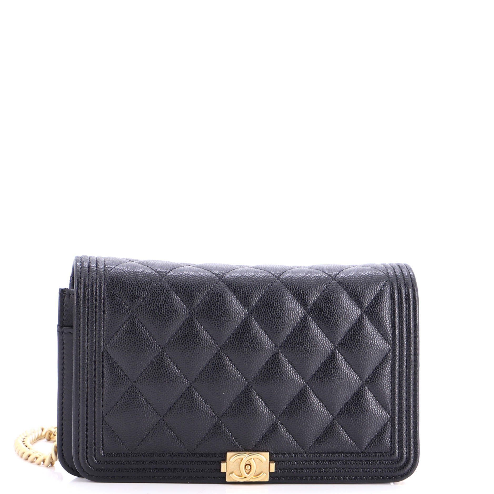 Boy Wallet on Chain Quilted Caviar