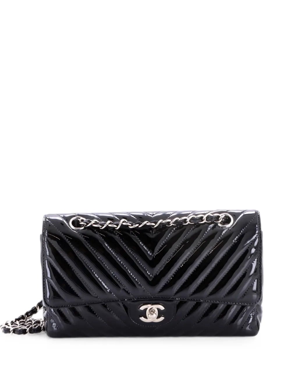 Classic Double Flap Bag Chevron Patent Medium shoulder bag