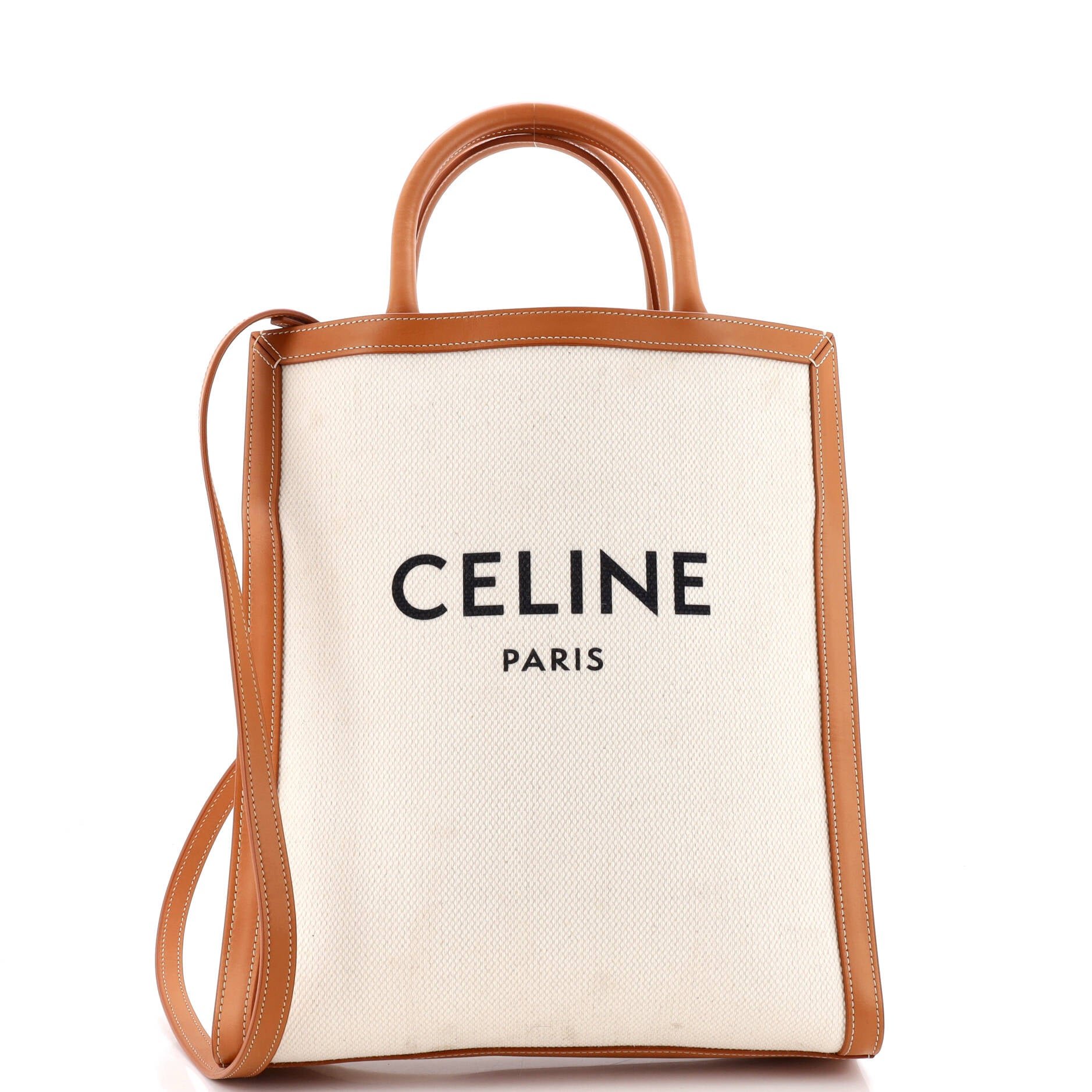 Vertical Cabas Tote Canvas with Leather Small