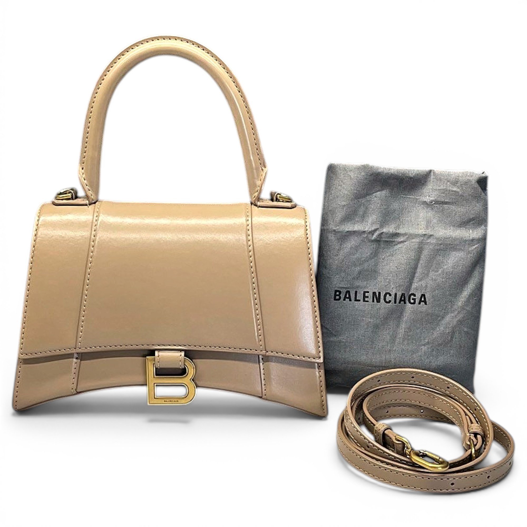 Hourglass leather handbag