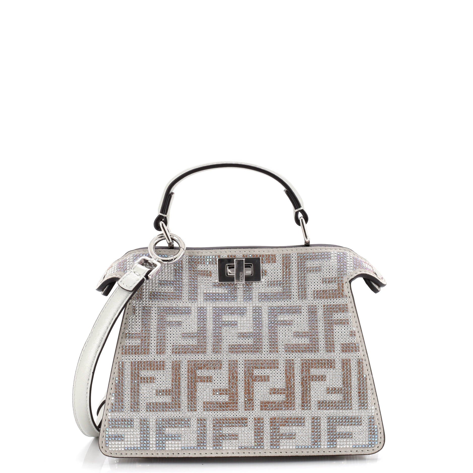 Peekaboo ISeeU Bag Zucca Crystal Embellished Suede Petite