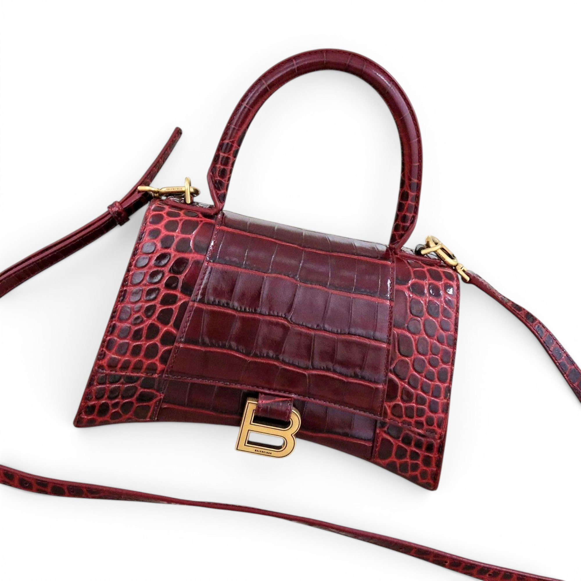 Hourglass leather handbag