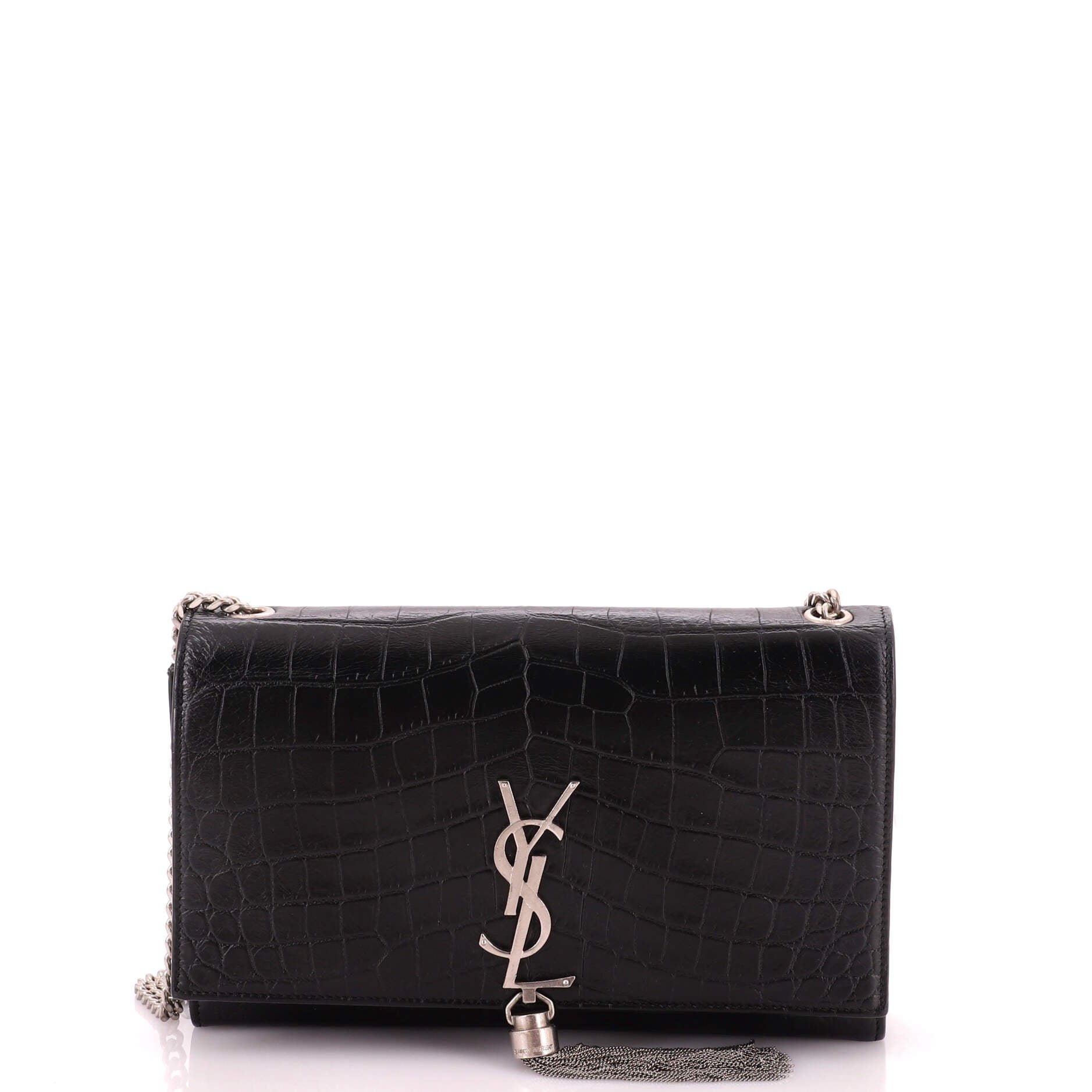Classic Monogram Tassel Crossbody Bag Crocodile Embossed Leather Medium