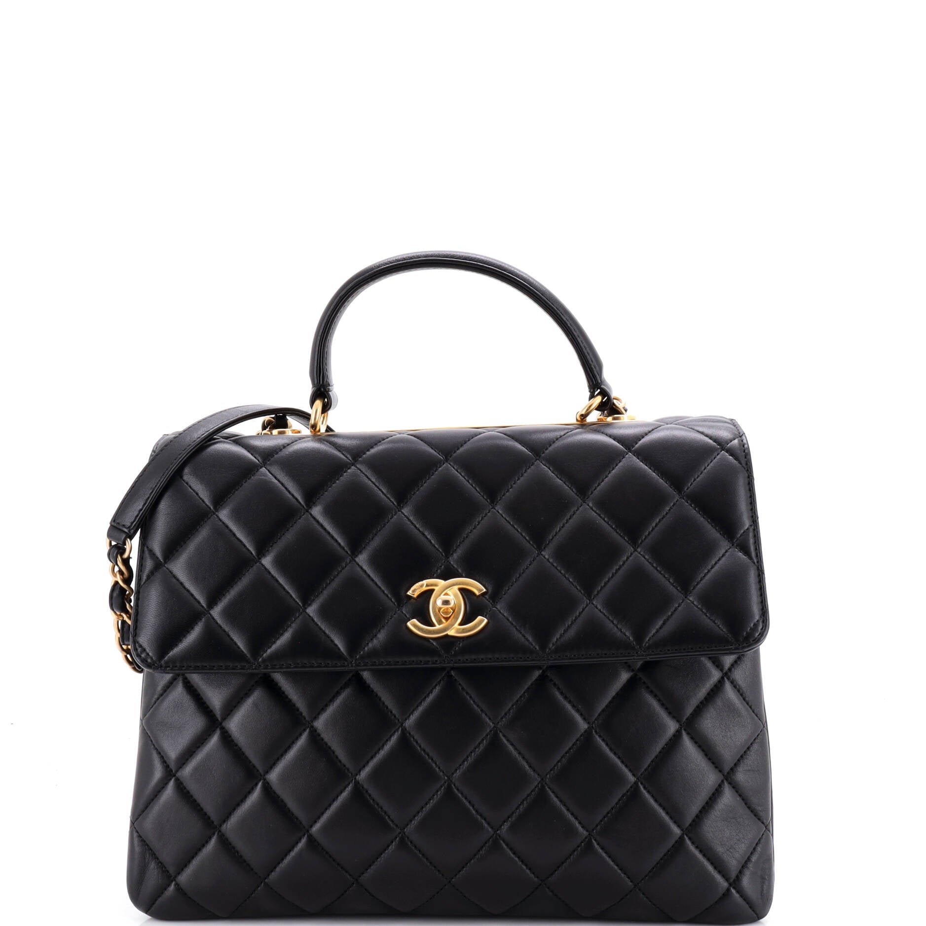 Trendy CC Top Handle Bag Quilted Lambskin Large