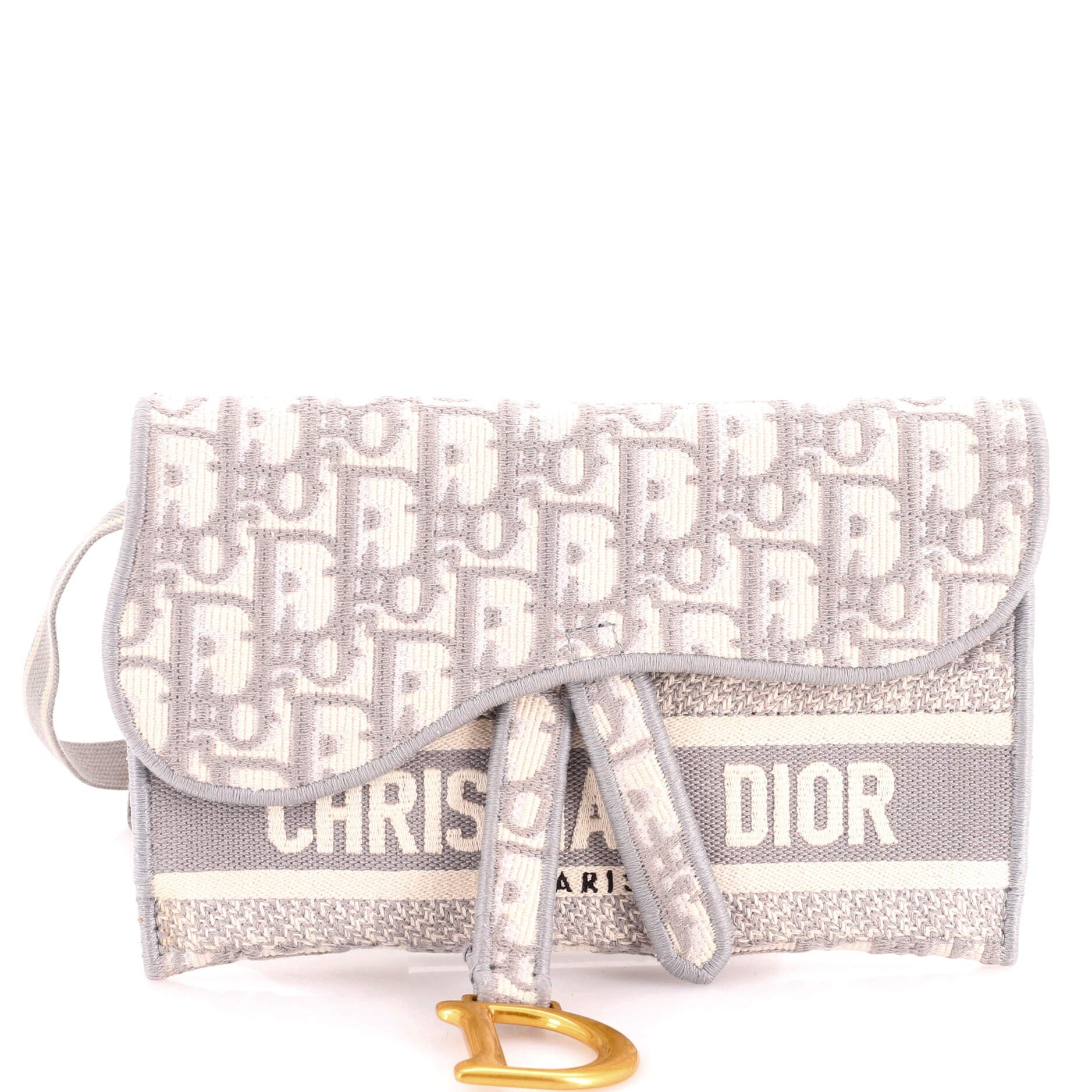 Saddle Slim Belt Pouch Logo Embroidered Oblique Canvas