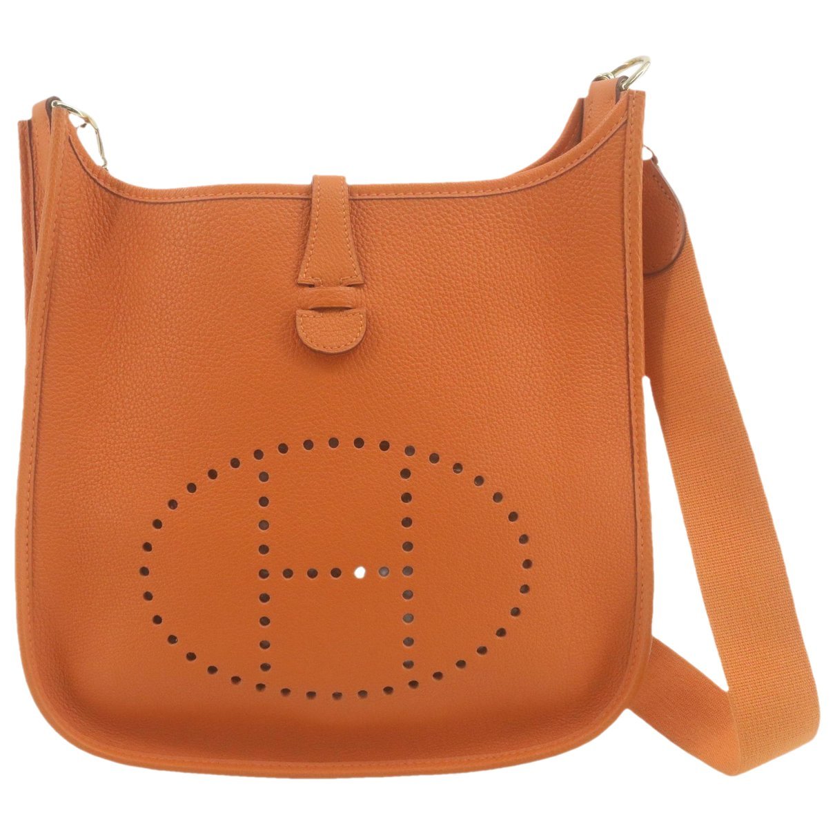 Hermes Evelyne Handbag Orange Clemence Leather