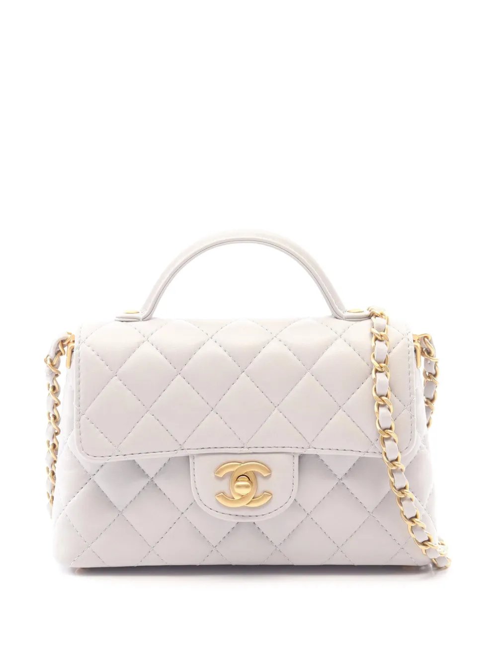 2021-2026 CC Quilted Lambskin Top Handle Flap satchel