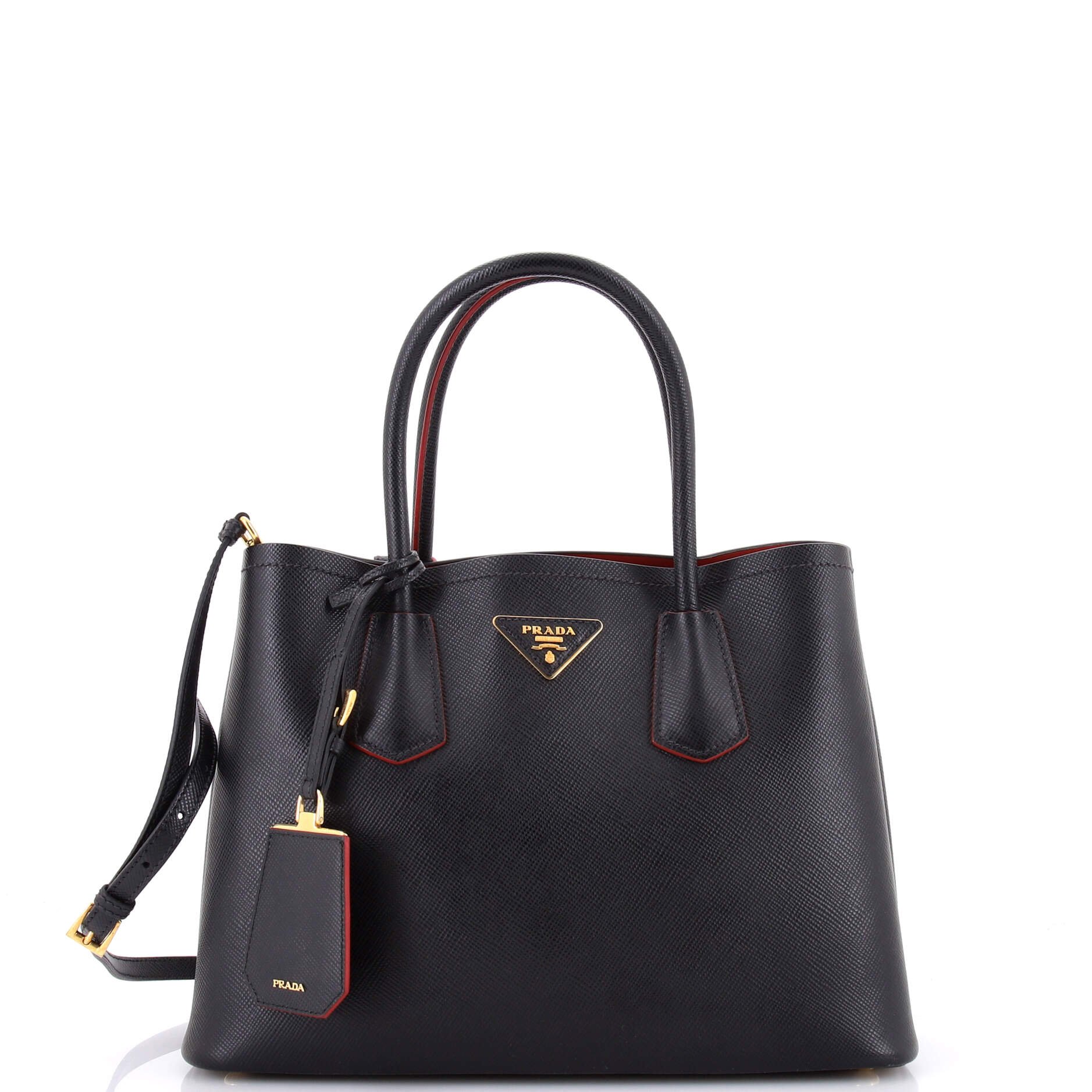Cuir Double Tote Saffiano Leather Small